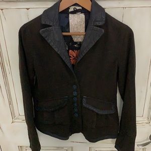 Vintage Da Nang Wool and Leather Trim Jacket